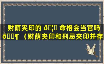 财荫夹印的 🦊 命格会当官吗 🐶 （财荫夹印和刑忌夹印并存）